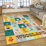 ABC T&auml;hestik Lapsed Roomavad Varajane Haridus Multikas Laste M&auml;ngutoa Ala Vaip, Vaip Elutuppa Magamistuppa Diivani Juurde, Libisemisvastane Matt 60*90cm yellow