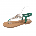 Naiste stringid Rhinestone'i sandaalid pahkluu rihmaga, lamedad suvekingad Libisemisvastased naiste boheemlaste rannasandaalid Bling Flip Flops 36 roheline