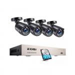 Syst&egrave;me de vid&eacute;osurveillance - BAZARLAND30 - ZOSI - 4 cam&eacute;ras - Enregistrement 1 To - Vision nocturne IP66