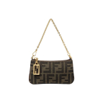 FENDI Baguette K&auml;ekott T&auml;isprindiga FF Monogrammkangast V&auml;ike T&otilde;stekott &Otilde;lakott Naiste Stiil Pruun Box(Basic Set+Box) pruun