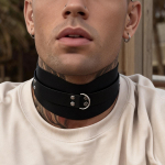 O-r&otilde;ngaga must kaelakett, Punk gooti krae, Reguleeritav kunstnahast kaelakee, meeste mood, Efektne ehtis Cosplay jaoks
