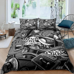 Rokkmuusika tekikate Kuningas Kuninganna Suurus 3D Elektrikitarr Punk Voodipesukomplekt Noorte Mood Hip Hop Pol&uuml;ester Tekikate AU Single 140x210cm