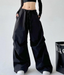 Vintage L&otilde;dvad Cargo P&uuml;ksid Y2k 2000ndad Naiste &Uuml;le suuruse Harajuku T&auml;navar&otilde;ivad Korea Mood Hip Hop Volditud P&uuml;ksid S&uuml;gis L must