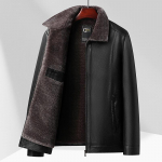 Talvine Uus Meeste Nahkjakk &Auml;ri Vabaaja Keskealine Isa R&otilde;ivad Karusnahaga Integreeritud Paksenenud Soe Nahkjakk Meestele 175