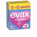 Serviettes Hygi&eacute;niques Coussinets EVAX COTTONLIKE normaux ailes 48 u