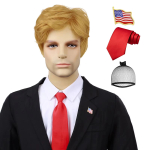 S&uuml;nteetiline 3-osaline Donald Kost&uuml;&uuml;mi Komplekt Punane Lips Lipsu S&otilde;lg &Uuml;hilduv Pres Donald Parukaga Halloweeni Kost&uuml;&uuml;m T&auml;iskasvanutele Paaridele Cosplay 3Pcs/Lot beige