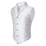 Meeste Paisley vest Steampunk v&ouml;&ouml;tkleit Kitsas l&otilde;ige Liibuv krae Formaalne Vabaaja Retro Kohandatud XL white