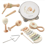 Muusikam&auml;nguasjad Beebi Puidust Montessori M&auml;nguasjad Laste Muusikainstrument Orav Marakad Trumm Ks&uuml;lofon Varajane Haridus Sensor M&auml;nguasjade Komplekt white