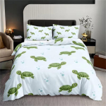 &Uuml;hekohalised tekikotid Armas Kilpkonn, Pehmed mikrokiust Merikilpkonna tekikatted T&uuml;drukute laste voodipesu kollektsioon 2 tk koos padjap&uuml;&uuml;ridega (as the picture,200x230cm 3pcs&Duvet Cover)