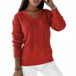 Naiste V-kaelalise heegeldatud kampsunid Kudumid S&uuml;gis Talv Valge laternvarrukatega Y2k Kampsunid Top Jumper Streetwear Jumperid S punane