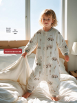 Laste puhas puuvillane kahe jalaga magamiskott: Paksenenud l&ouml;&ouml;gikindlad &uuml;hesosalised pidžaamad s&uuml;giseks/talveks L (Recommended Height 100-115cm) gray