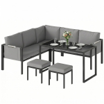 Aia Lounge Komplekt V&auml;listingimustesse Nurgadiivan 6 Osa Padjad 10cm K&otilde;rge Laud ja 2 Jalatuge Hall 181 x 181 x 61 cm