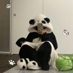 Naiste Kapuutsiga Panda Pidžaama - S&uuml;gis/Talv 2026 Korallfliis, Paksenenud Fliisvoodriga Kodus Kandmise Hommikumantel S black