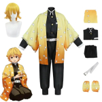 Ysir Anime Devil Hunter Agatsuma Zenitsu Cosplay kost&uuml;&uuml;m naiste kimono vormiriietus Halloweeni j&otilde;ulud S beige