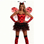 Halloweeni lepatriinu kost&uuml;&uuml;m naistele Mesilase Cosplay kleit tiibadega S punane
