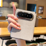 Huawei Pura X Max jaoks galvaanilise kattega nahatekstuuriga &uuml;mbris kristalli ja magnetilise purunemiskindla disainiga For Pura X Max pruun
