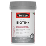 Swisse Biotin+ Uus t&auml;iustatud valem 100% biotiini p&auml;evase annusega (Valmistatud Austraalias) Suurendab keratiinitaset, v&auml;hendab juuste v&auml;ljalangemist ja soodustab uuestikasvu
