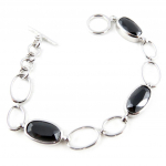 Les Tr&eacute;sors De Lily [E1110] - Bracelet Argent 'Zen Seduction' Noir argent&eacute; (rhodi&eacute;) - 19 cm 10 mm h&otilde;be