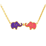 Altesse [L0360] - Collier plaqu&eacute; or 'El&eacute;phants' rose violet Heleroosa