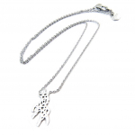 7bis [P3873] - Collier artisanal acier 'Licorne' argent&eacute; - 20x12 mm h&otilde;be