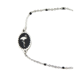 Les Tr&eacute;sors De Lily [R0107] - Bracelet cr&eacute;ateur Acier 'Flamant Rose' noir argent&eacute; - 12x9 mm must
