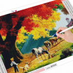 5D DIY t&auml;isringi ruudukujuline teemanttikandid maalimine puu pilt kivist mosaiigist maastiku ristpistes s&uuml;giskaunistus Full Round (20X30CM)