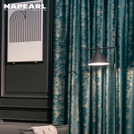 1 TK NAPEARL 80% Blackout Luksuslik sametkangas kuumstantsimisprotsessiga kardinad magamistoa elutoa sisekujunduseks W100cm x L200cm roheline