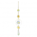 Kunstkristallidest tuulekell T&auml;hekuu ripats p&auml;ikesep&uuml;&uuml;dja, kaetud v&auml;rviliste helmestega rippuv tilk &otilde;ues siseaia kaunistamiseks D