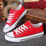 2024 Four Seasons Couple Casual Canvas Kings Lamedad madala &uuml;laosaga hingavad vulkaniseeritud kummist kingad tossud 42 punane