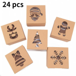 24 tk J&otilde;ulupaberist k&uuml;psise kinkekarbid kommikarbid kotid toidu pakkekarp J&otilde;ulupeo laste kingitus uusaastale 24 pcs khaki