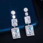 WWJ Princess Cubic Ice Flower Cubic Zirconia Mustad Kuldsed Tilkk&otilde;rvar&otilde;ngad valge