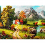 5D DIY Teemantmaal Maastikumaja Teemanttikandid Maastikud Ristpistes T&auml;is&uuml;mmargune puur Kodukaunistus K&auml;sitsi kingitus Full Round 15x20CM