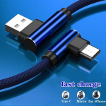 90-kraadine nailonist USB-kaabel IPhone X 6 6s 7 8 kiirlaadimiskaabel IPadi USB-laadija kaabli jaoks L-t&uuml;&uuml;pi andmekaabel 0.35M Micro USB must