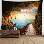 Akende maastik seinamaaling gobel&auml;&auml;n seina taust riie puu auk ahju rippuv riie suur gobel&auml;&auml;n 230x180cm