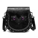 Johnature Retro Rivet Chain Naiste kott Moodne Punk Mitmek&uuml;lgne Must Suure mahutavusega Naiste nahast &Otilde;lakottid must
