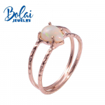 Lihtne 0,67 ct Opaals&otilde;rmus pirnikujuline 6*8mm Etioopia Looduslik v&auml;&auml;riskivi peen ehe 925 h&otilde;be t&uuml;drukutele kena kingitus us ring size 7# valge