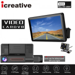 Icreative Car DVR 3 kaamerad Full HD 1080P kahe objektiiviga kaamera 4,0-tolline IPS-ekraan koos tahavaate G-sensori liikumistuvastusega