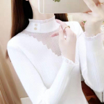 Poolkaelusega naiste kampsun s&uuml;gis-talvine isekasvatatud pitsist kootud sviiter &uuml;laosaga ja p&otilde;hjaga pullover-kampsun One Size must