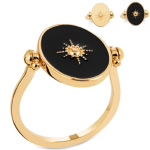 Bague Plaqu&eacute; Or pivotante 'Cleopatra' noir dor&eacute; - 17x13 mm 56 must