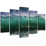 Feeby Five piece pilt l&otilde;uendi print, Stormy wave 100x70 roheline