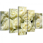 Viieosalise pildiga l&otilde;uenditr&uuml;kk White Roses Flowers Nature 100x70 beež