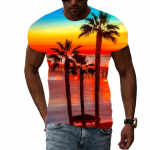 Suvised Coastal Palm Tree graafilised t-s&auml;rgid Meestele Mood vabaaja maastikumustriga T-s&auml;rk 3D-printimine l&uuml;hikeste varrukatega T-s&auml;rgid Top XXL
