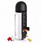 Kaasaskantav plastikust pillikarp veetass kaks &uuml;hes mood 600 ml veepudel, pillide &uuml;mbris Tervishoiu reisitarbed must