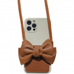 3D Cute Bow Pu Nahast kaardikott kaelapaelaga telefoni&uuml;mbris iPhone 11 12 13 Pro Xs Max X Xr 7 8 Plus pehme moe luksusliku tagakaas For iPhone SE 2020