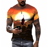 Suvised trendikad mehed Lahe isiksus Warrior graafilised t-s&auml;rgid Mood vabaaja 3D hiphop t&auml;navastiilis tr&uuml;kitud &uuml;markaelusega s&auml;rgid topid L