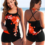 2023. aasta naiste uute lilledega tr&uuml;kitud Tankini ujumistrikoode suures suuruses ujumisriided naiste ujumisriided, kaheosalised ujumisriided, rannariided, ujumine S oranž