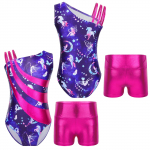 Lastele T&uuml;drukutele Varrukateta as&uuml;mmeetrilised &otilde;lapaelad V&otilde;imlemistrikood l&uuml;hikeste p&uuml;kstega Kost&uuml;&uuml;mid Sportlik tants biketard 3-4 Years