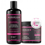 Kerargan - Keratiini &scaron;ampoon ja mask, mis tugevdab ja kaitseb - Kuivadele ja kahjustatud juustele - Sulfaadi-, parabeeni- ja silikoonivaba - 2x500 ml 1000 roosa