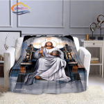 Jeesus tekk Kristus Flanell Soojus Pehme Pl&uuml;&uuml;s Diivanvoodi Viskav tekk Neitsi Maarja ja Jeesus seeria religioosne tekk 150x200cm