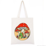 Armas Cottagecore Esteetiline Konn Kinting Mushroom Lady Ostukotid Harajuku Kangabr&auml;nd Cute Girls K&auml;ekott Kohandatud 24*26cm beež